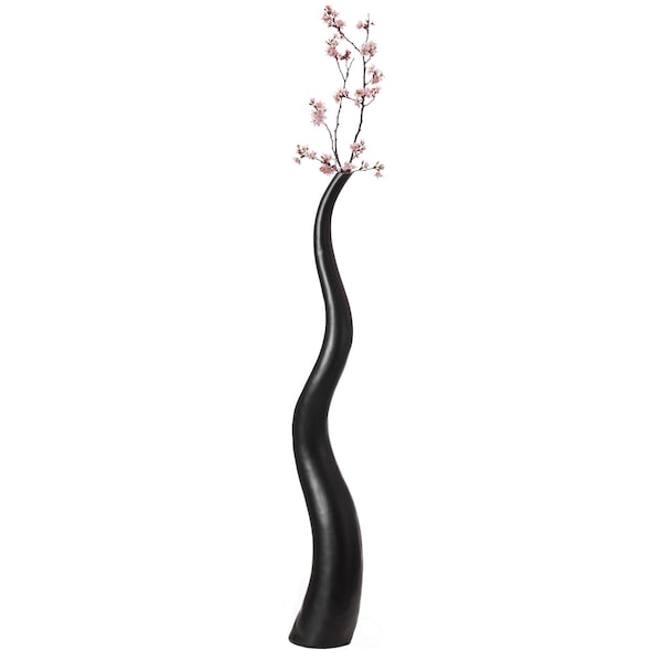 Uniquewise Animal Horn Shape Floor Vase for Entryway Dining or Living Room, Ceramic Black 51 in. QI004040.M - main